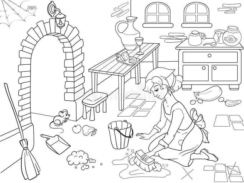 Cinderella coloring stock illustrations â cinderella coloring stock illustrations vectors clipart