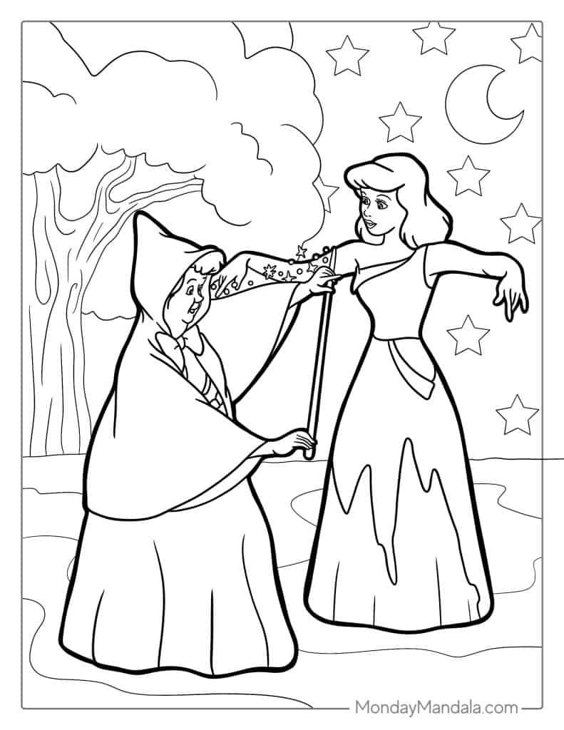 Cinderella coloring pages free pdf printables