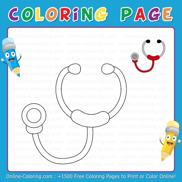 Stethoscope free online coloring page