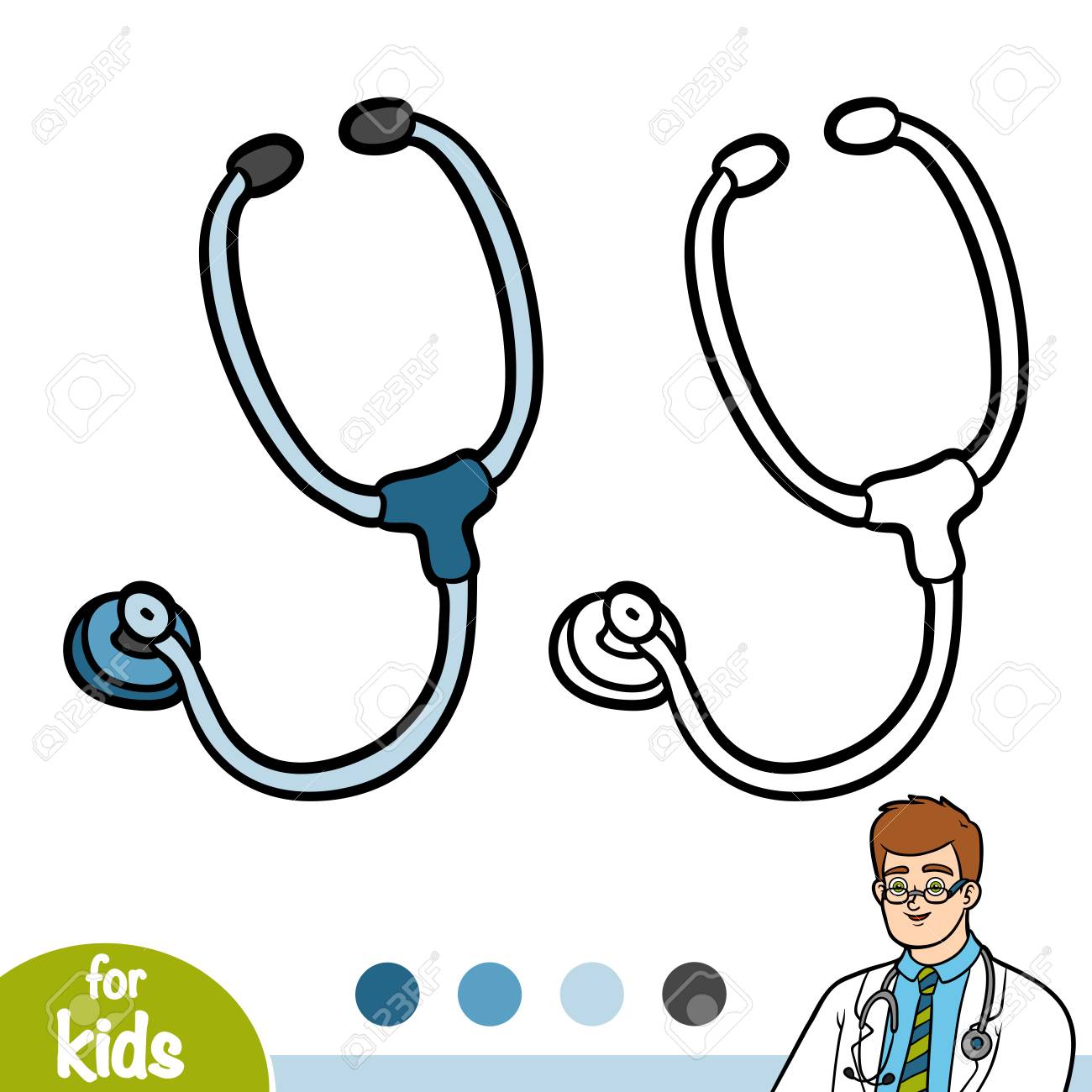 Coloring book for children stethoscope royalty free svg cliparts vectors and stock illustration image