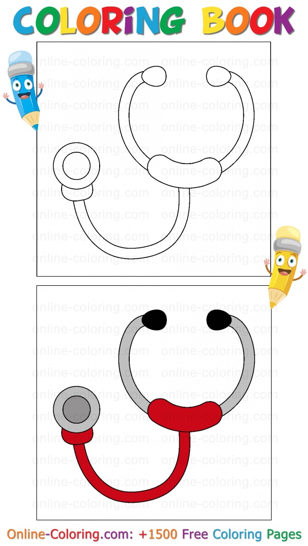 Stethoscope free online coloring page