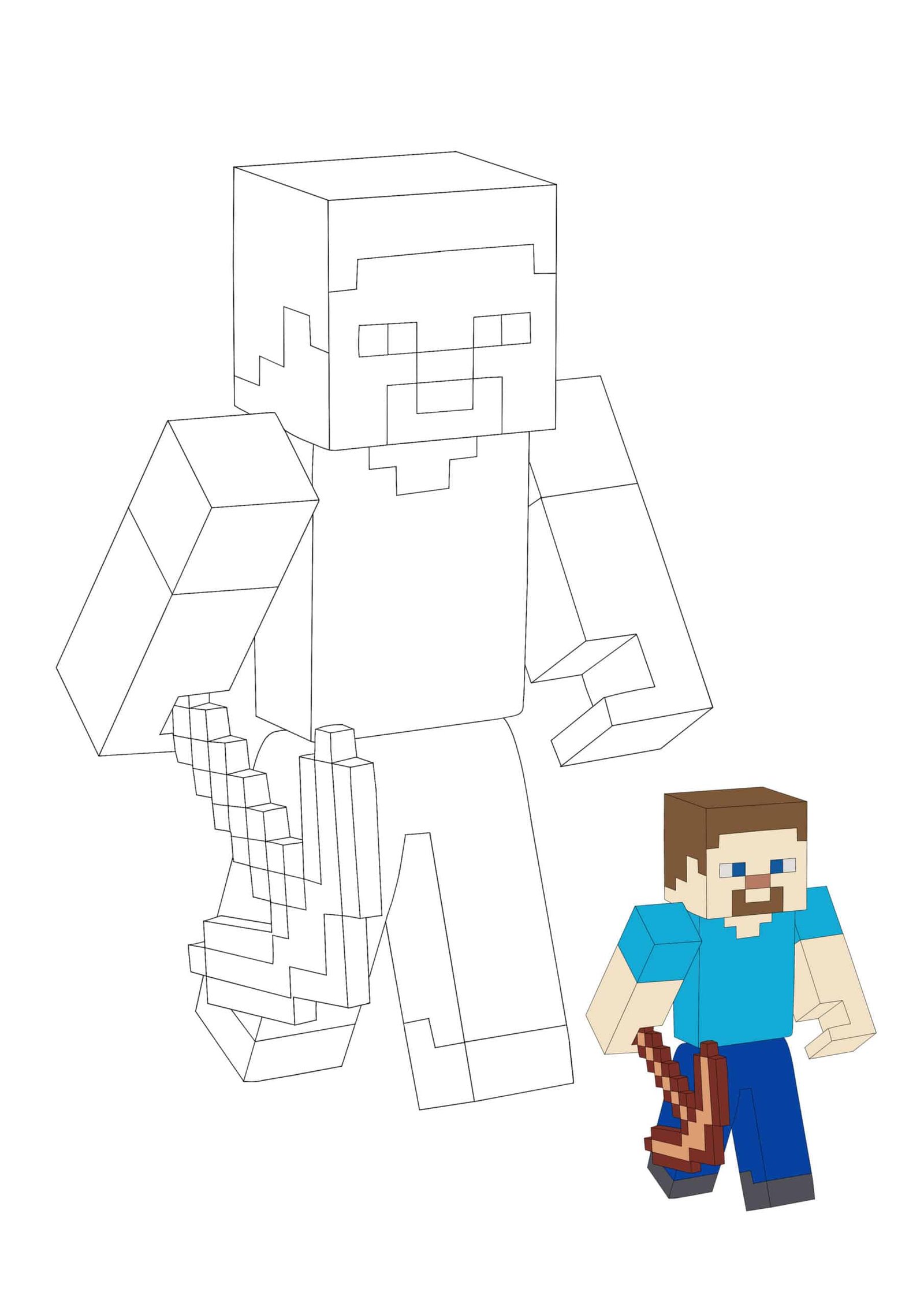 Minecraft steve coloring pages