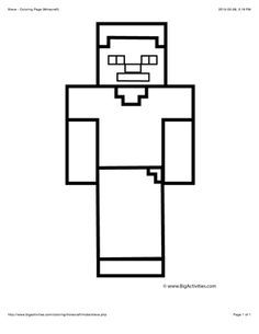 Minecraft coloring page with a picture of steve to color minecraft steve minecraft coloring pages minecraft printables