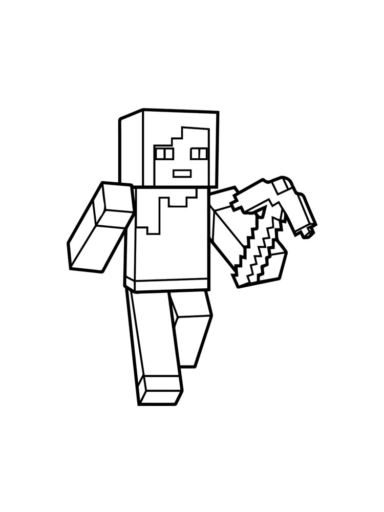 Robert from minecraft running forward coloring page