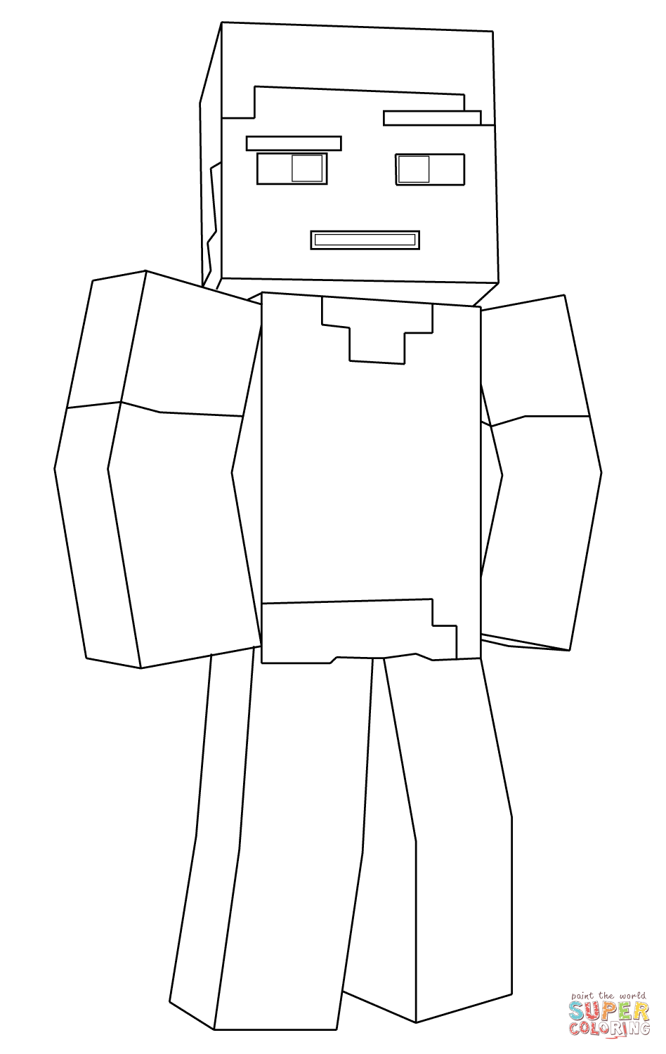 Minecraft steve coloring page free printable coloring pages