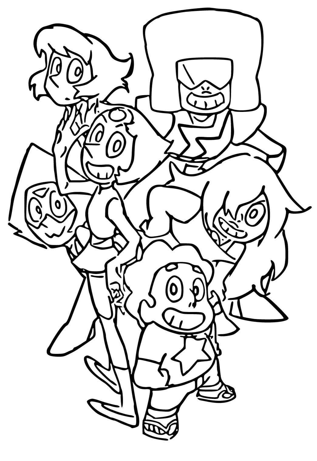 Free printable steven universe team coloring page for adults and kids