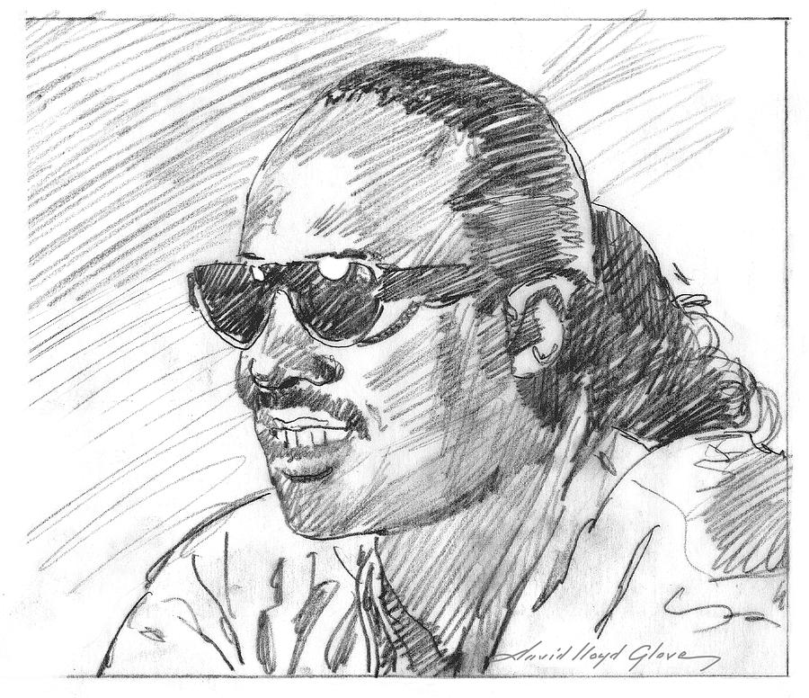 Stevie wonder sketch drawing by david lloyd glover