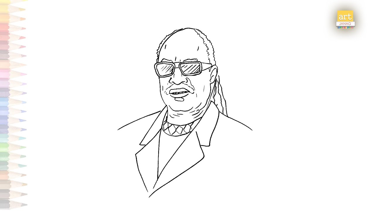 Stevie wonder drawing easy portrait drawing videos how to draw stevie wonder face step by step