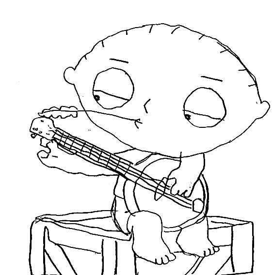 Stewie playing guitar coloring page