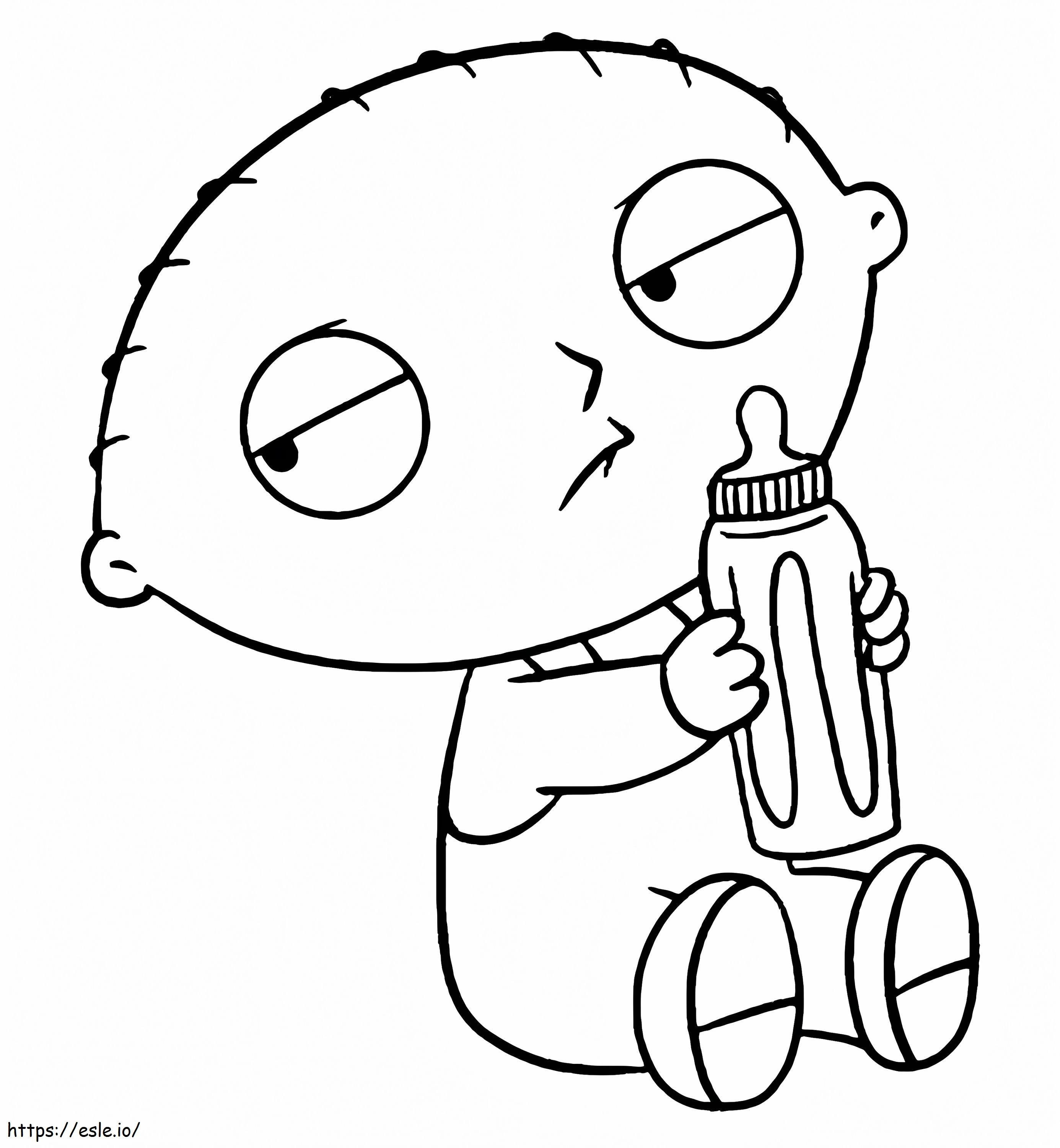 Stewie with milk bottle coloring page