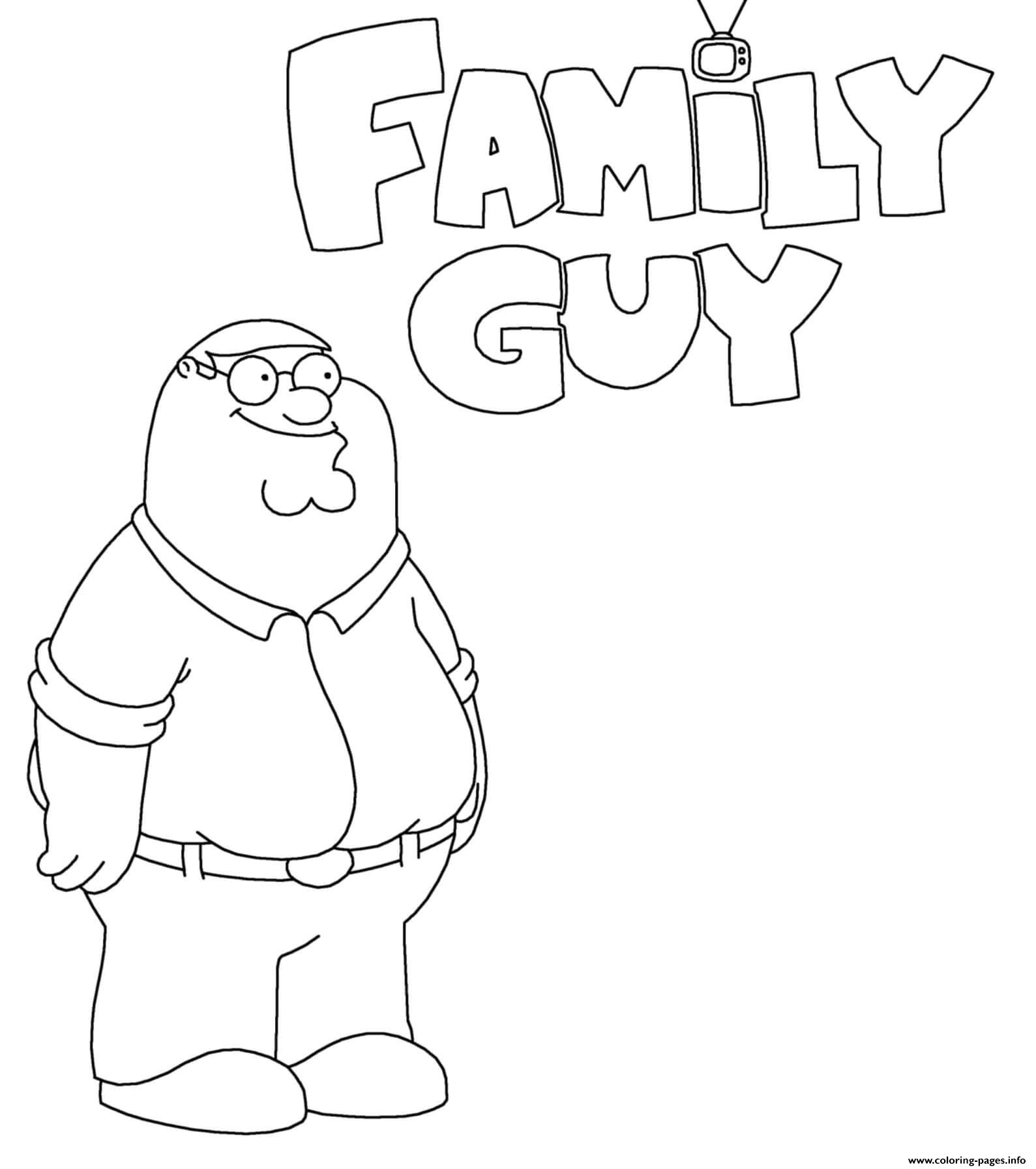 Family guy peter griffin cartoon coloring page printable