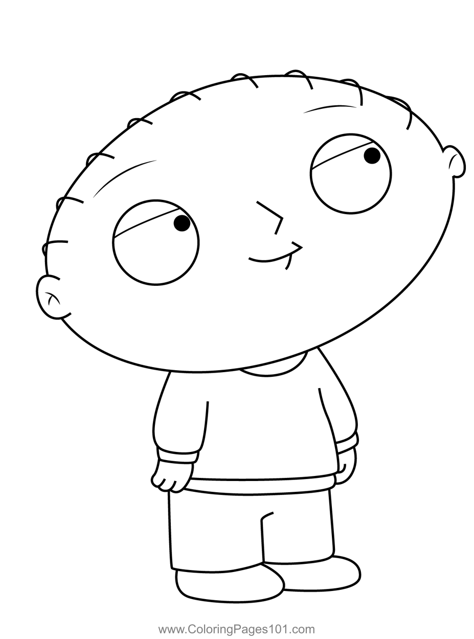 Stewie griffin wearing casuals family guy coloring page for kids