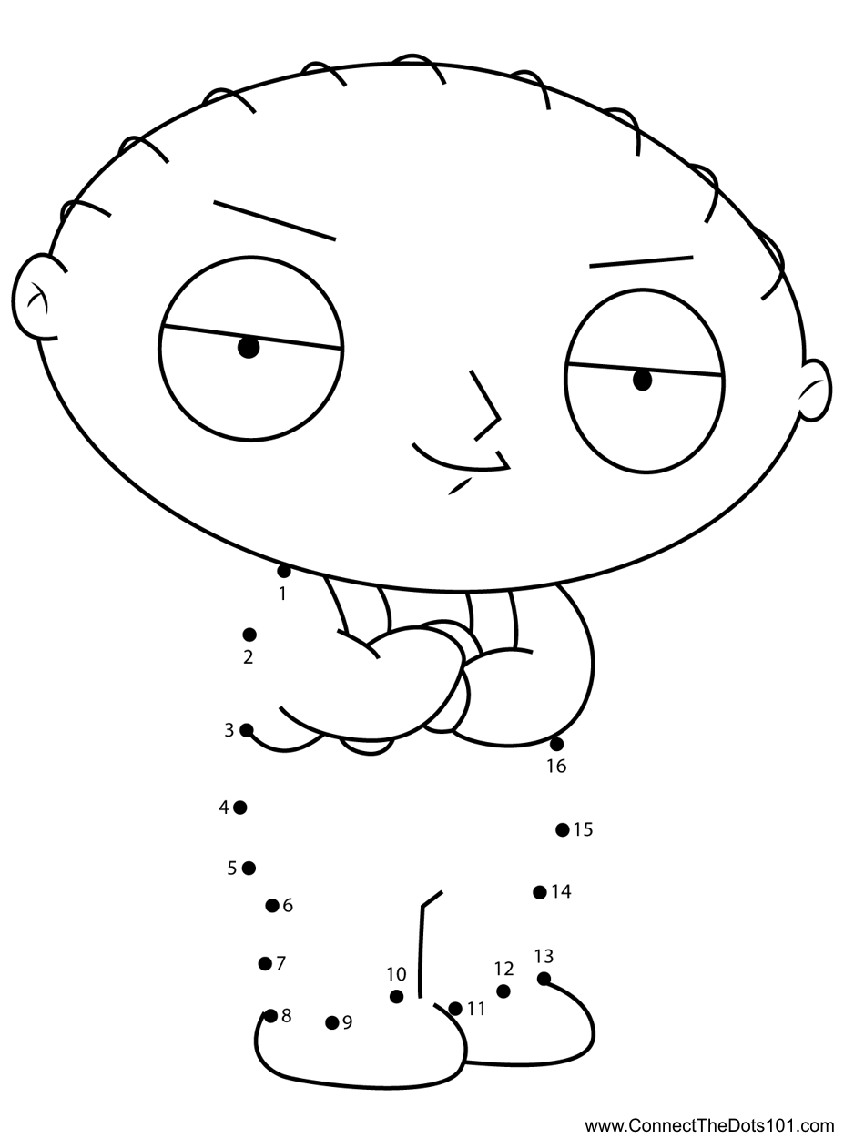 Stewie griffin family guy dot to dot printable worksheet
