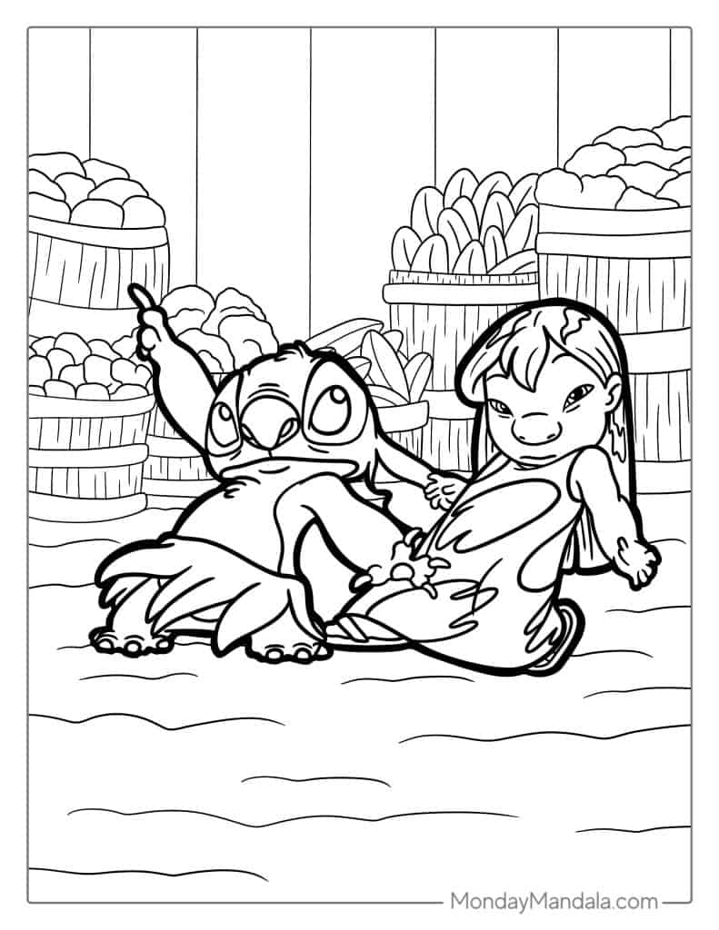 Lilo stitch coloring pages free pdf printables