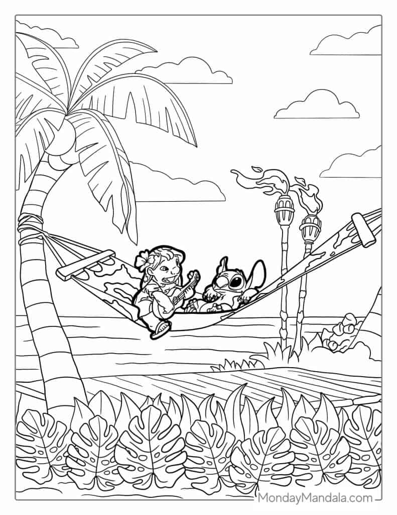 Lilo stitch coloring pages free pdf printables