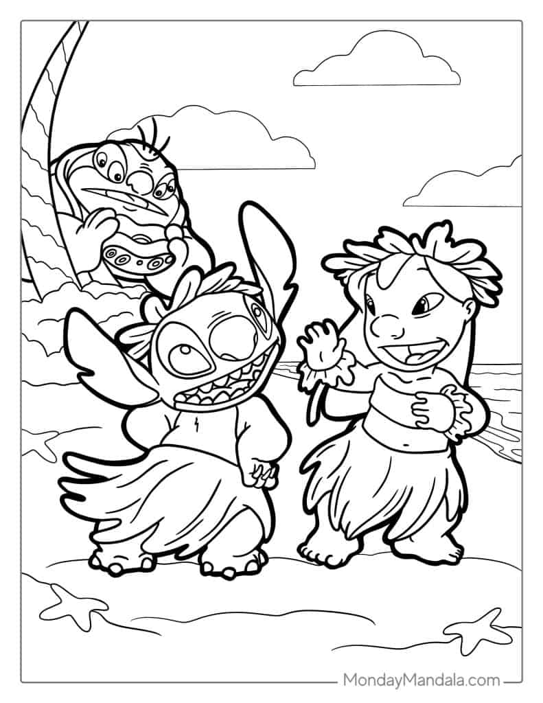 Lilo stitch coloring pages free pdf printables