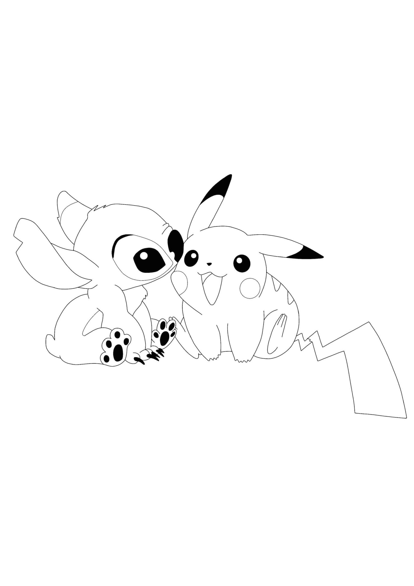 Pikachu and stich coloring pages