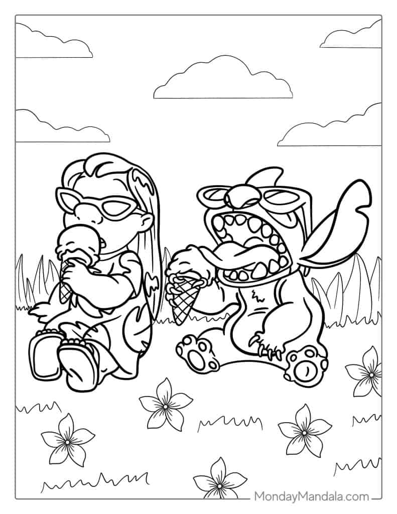 Lilo stitch coloring pages free pdf printables