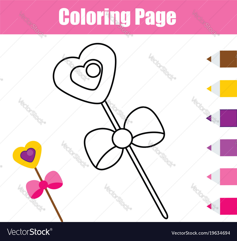 Coloring page with magic stick educational game vector image