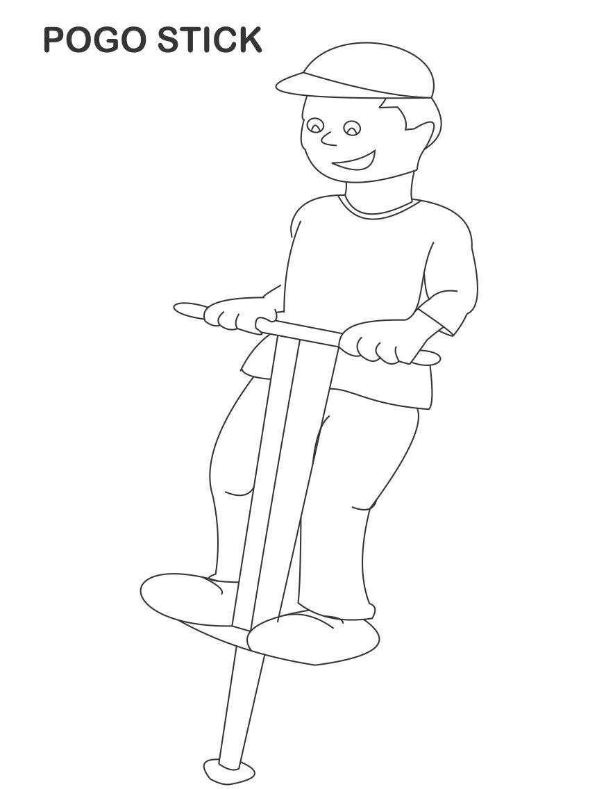 Pogo stick coloring page for kids