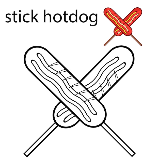 Premium vector coloring pages stick hotdog