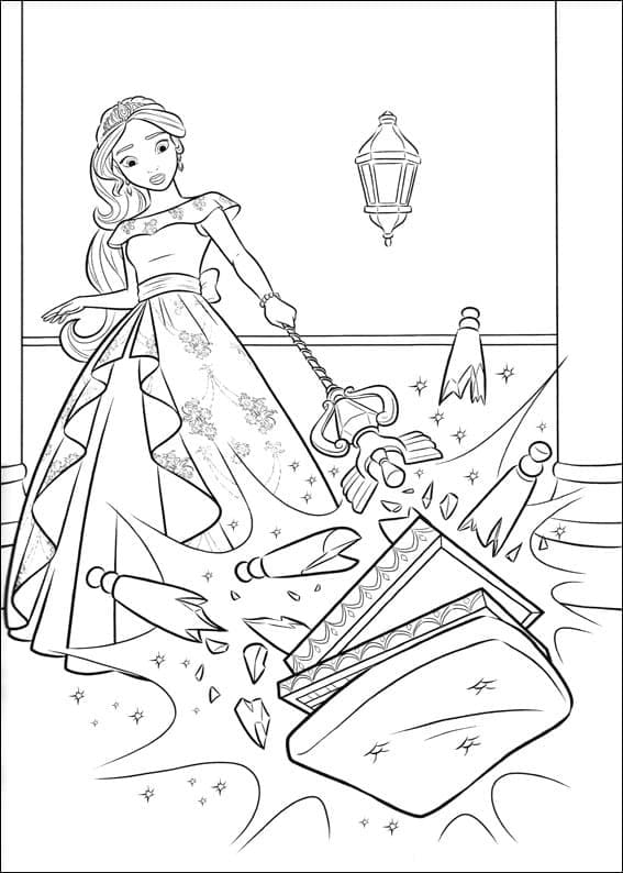 Princess elena with magic stick coloring page