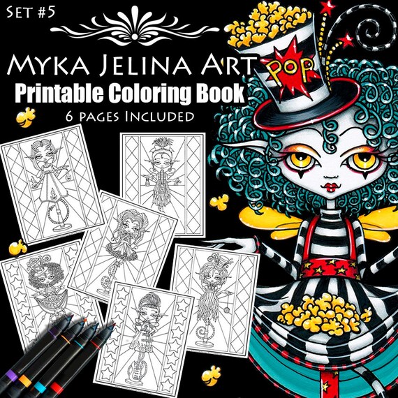 Set printable coloring book pixie stick coloring book myka jelina fantasy coloring pages digital download pages line work