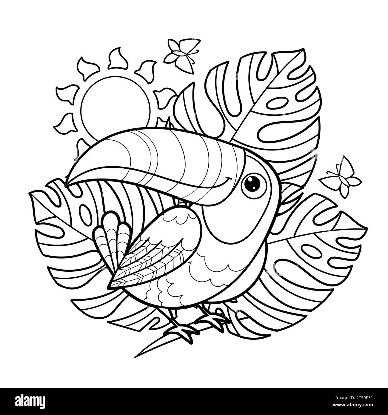 Bird coloring pages for kids black and white stock photos images