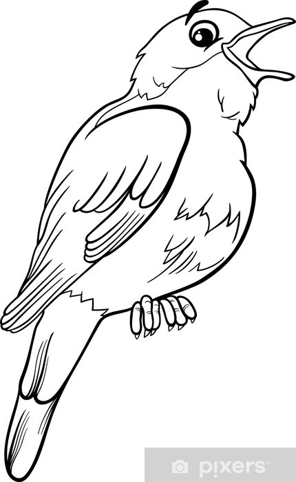 Sticker nightingale bird coloring page