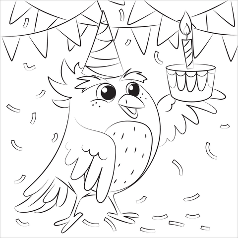 Birds birthday coloring page free printable coloring pages