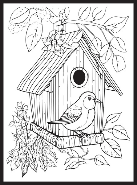 Birds house coloring pages royalty