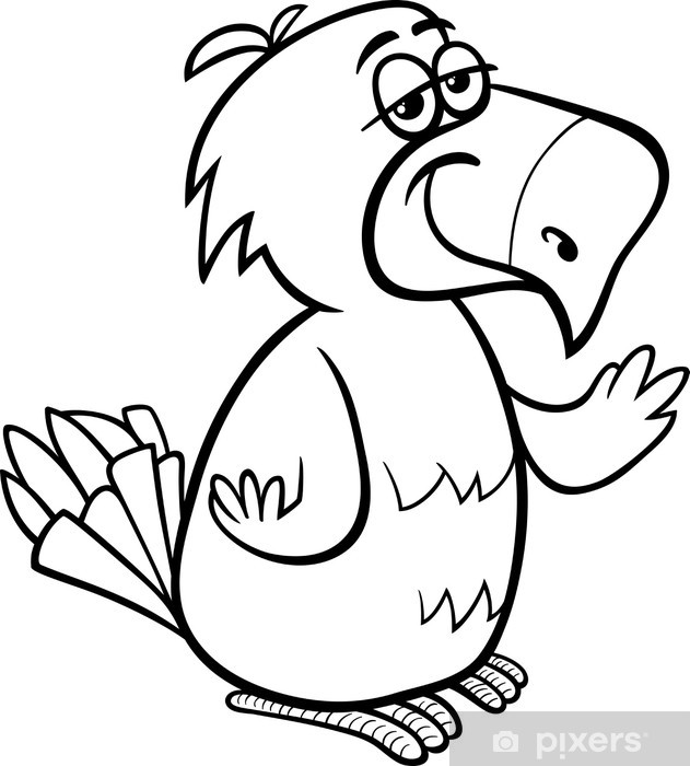 Sticker parrot bird cartoon coloring page