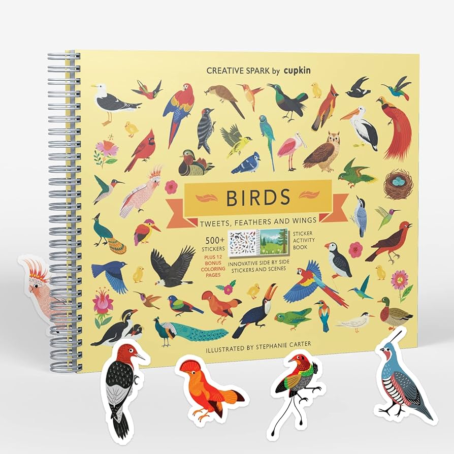 Bird stickers for kids and activity book by cupkin innovative side by side bird sticker book