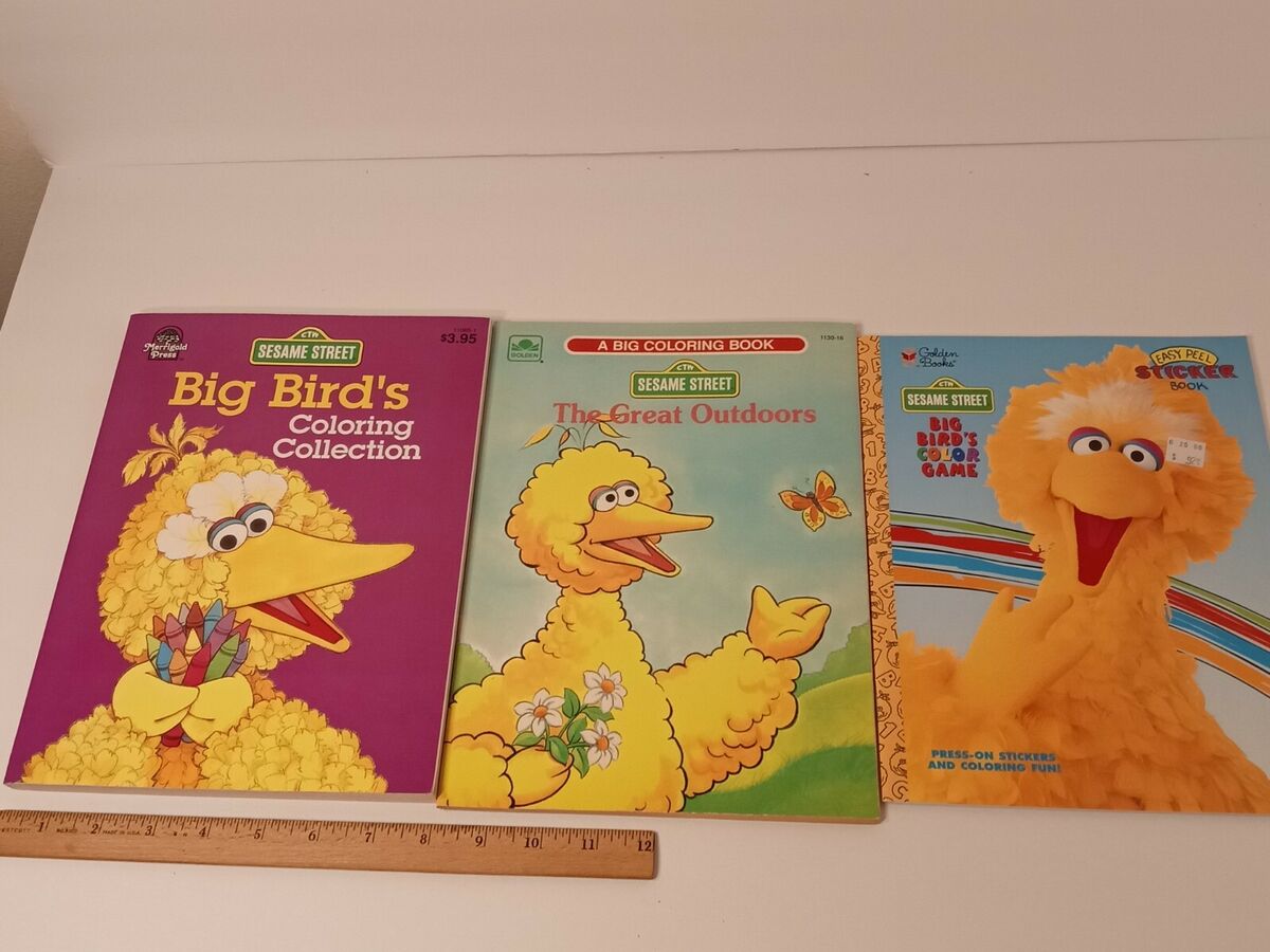 Vintage sesame street big bird coloring and stickers books