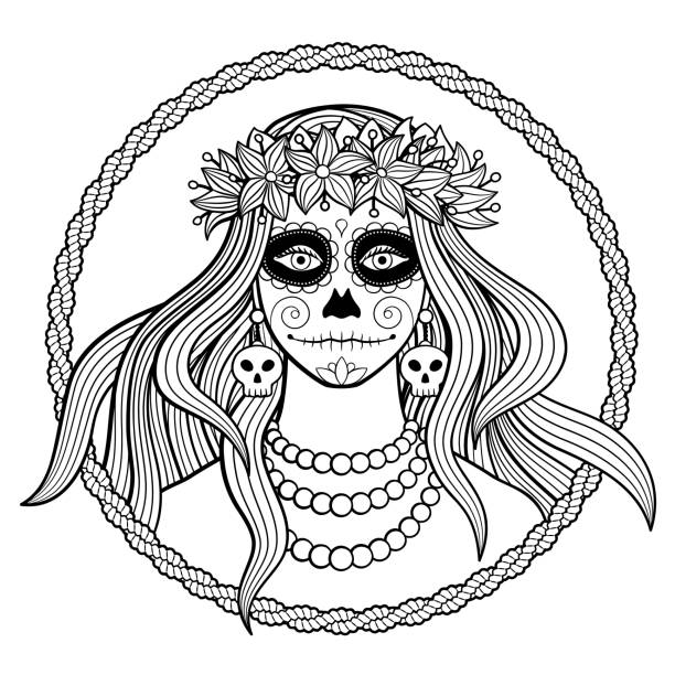Skull coloring page stock illustrations royalty