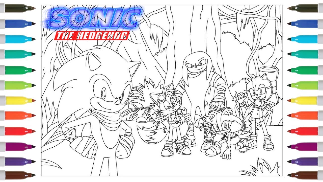 Sonic the hedgehog coloring book page sonic boom sonic tails knuckles sticks amy rose