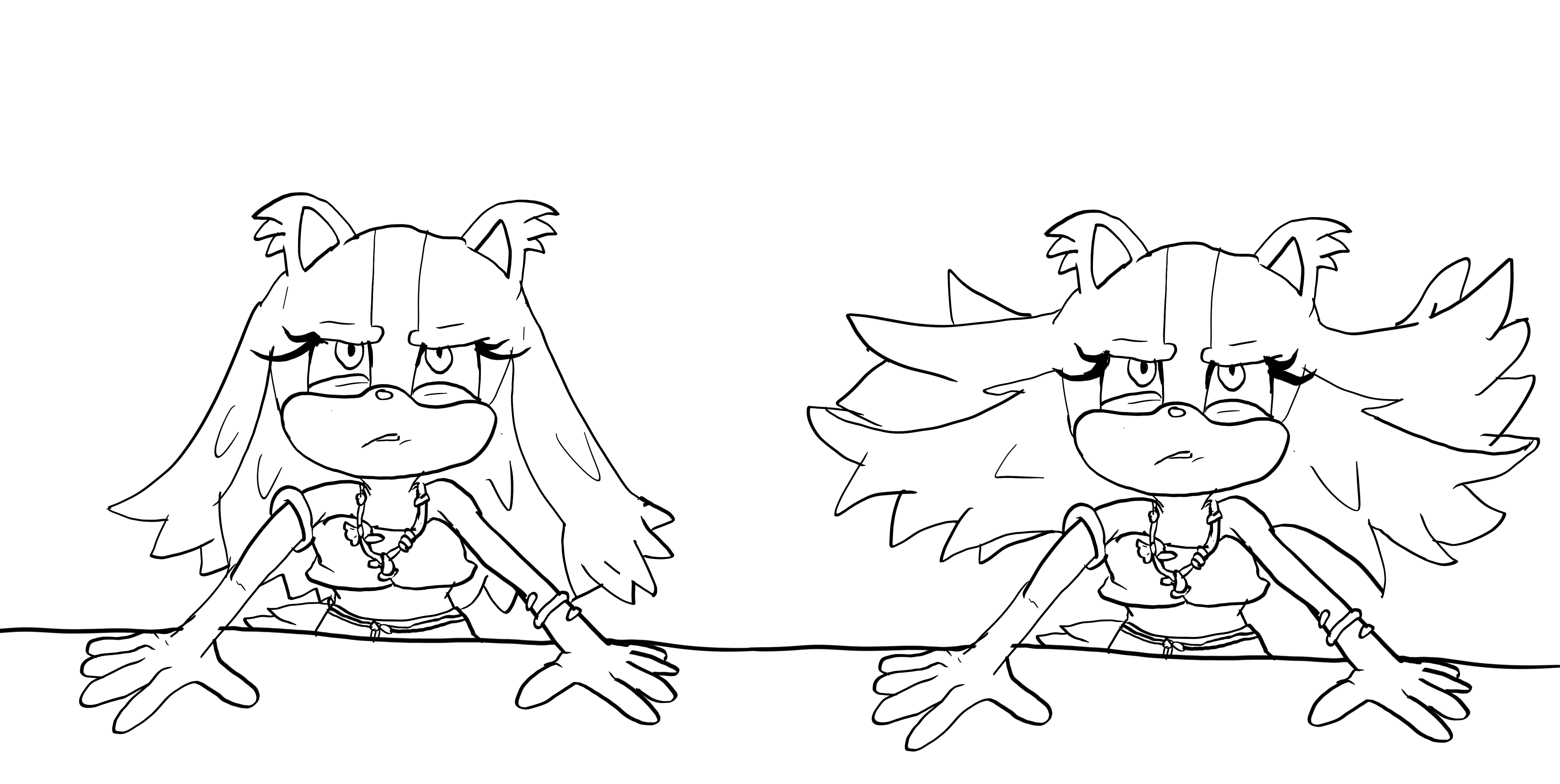 If sticks were to let her hair down do you think it would look more like on the left or on the right examples of drawn by me rsonicthehedgehog