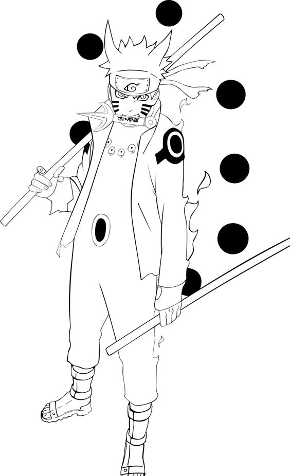 Naruto in six paths sage mode coloring page