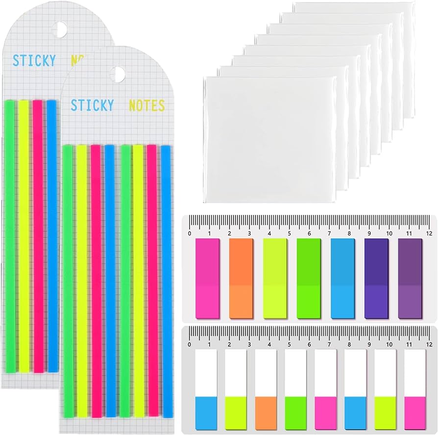 Pcs transparent sticky notes clear sticky notes long page markers sticky index tabs with ruler neon highlighter tape flags book tabs for annotating books office school study supplies clear