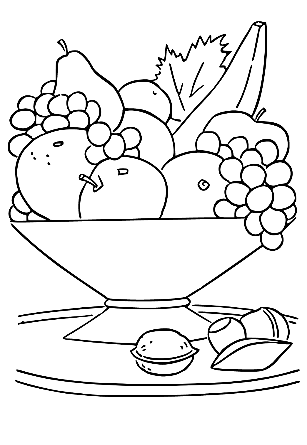 Free printable fruit still life coloring page for adults and kids