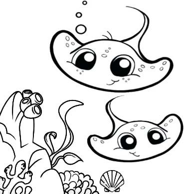 Funny cartoon baby stingray coloring page for kids animal coloring pages elephant coloring page coloring pages