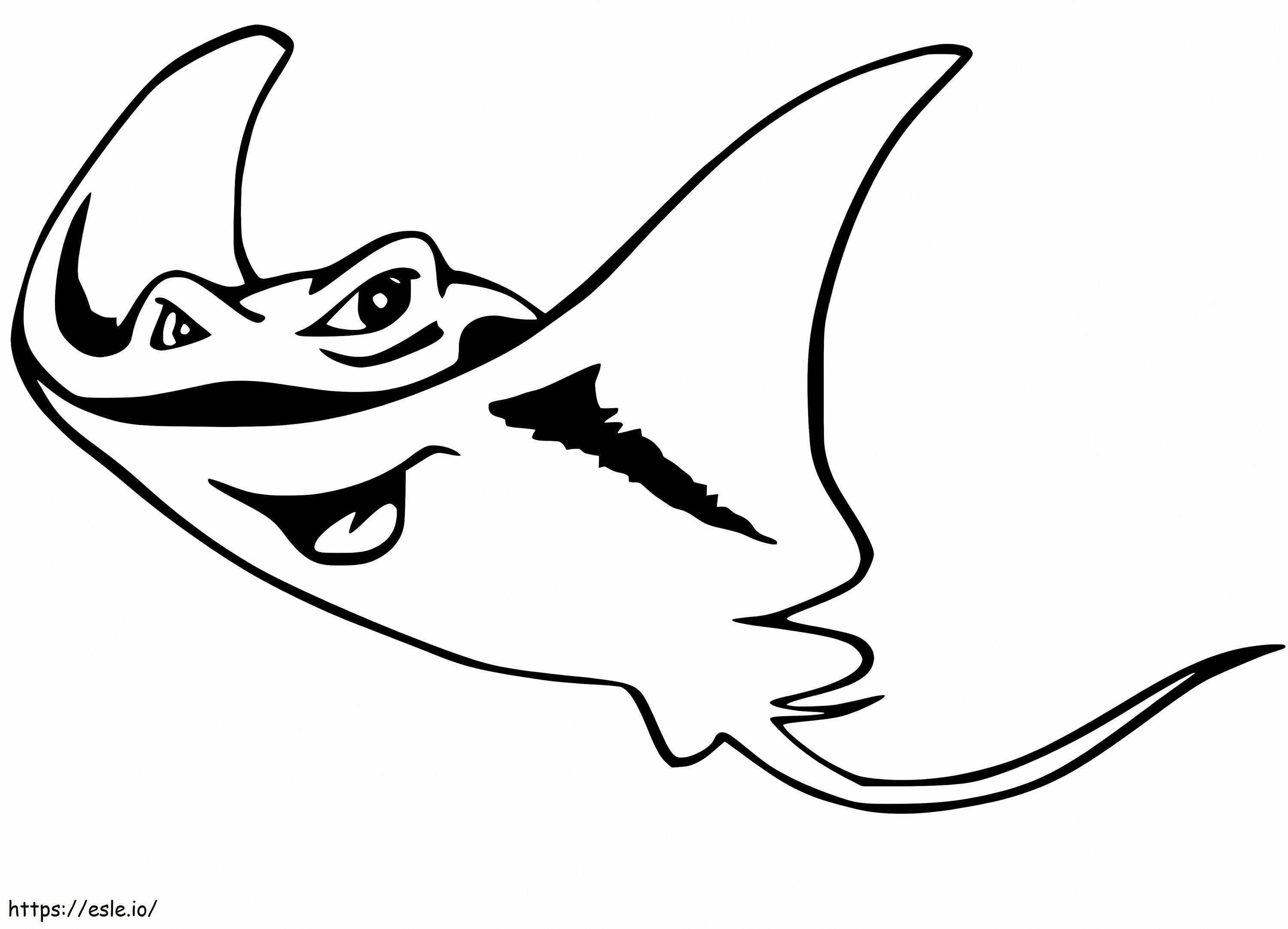 Happy stingray coloring page