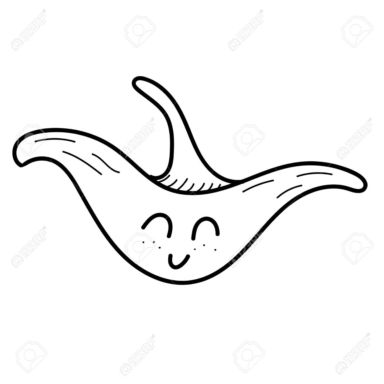 Vector element black and white drawing of a marine inhabitant doodle cute stingray coloring book royalty free svg cliparts vectors and stock illustration image