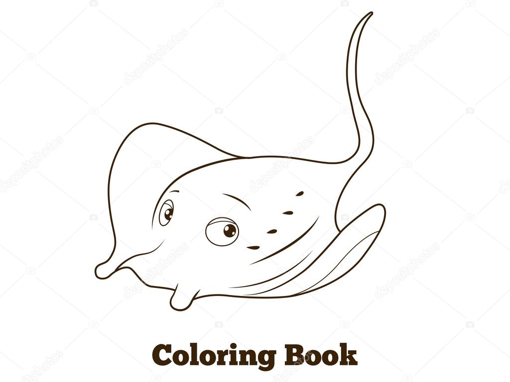 Coloring book stingray cartoon educational stock vector by alexanderpokusay