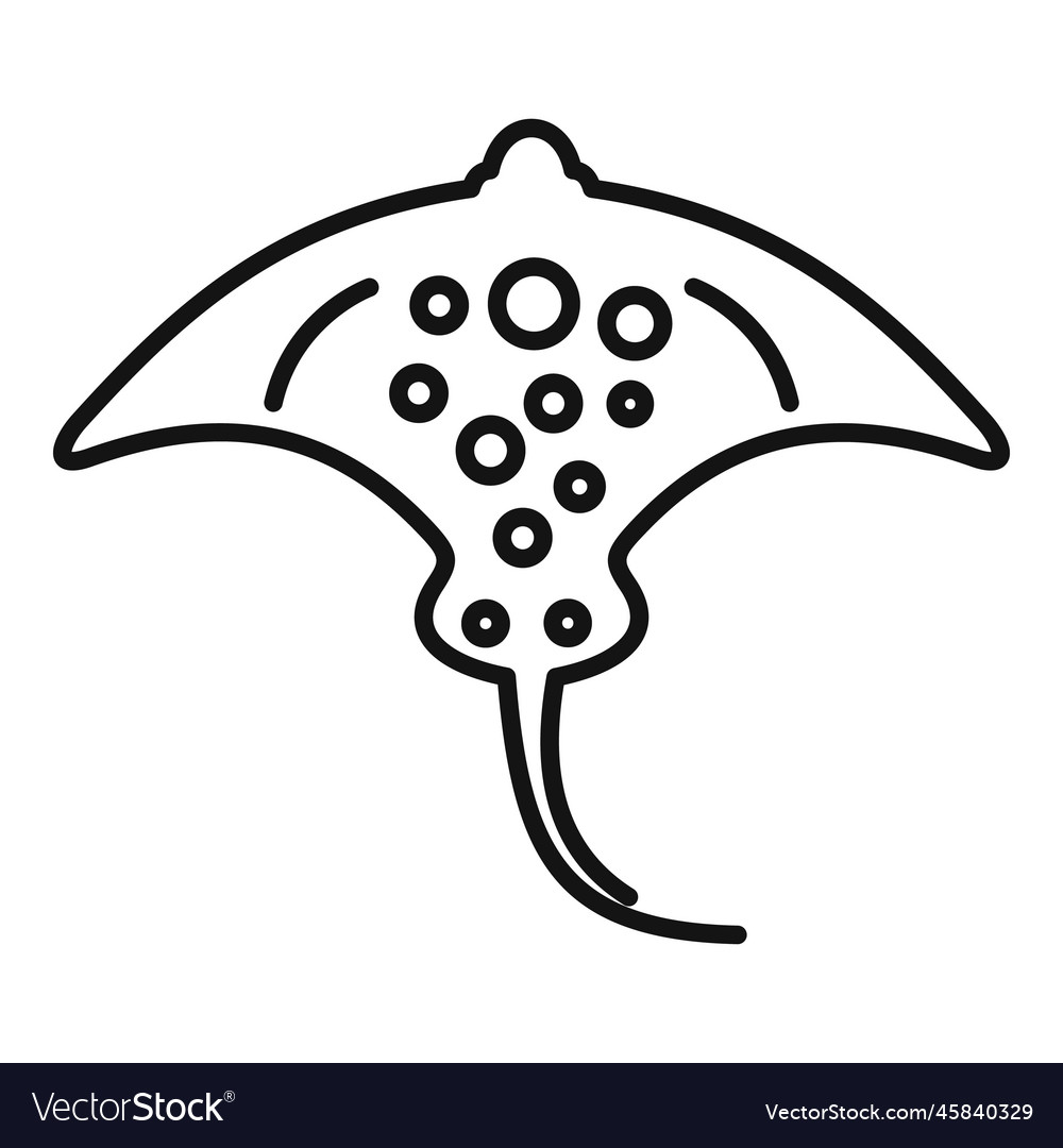 Marine stingray icon outline fish animal vector image