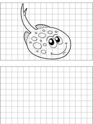 Cute stingray drawing coloring page