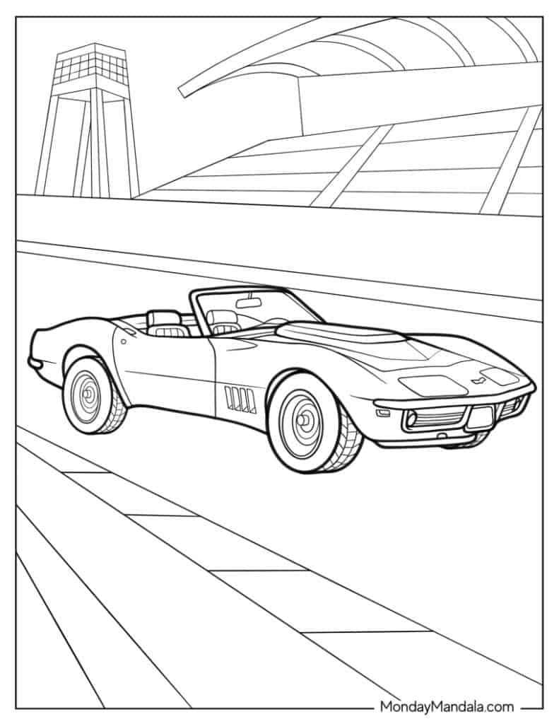 Corvette coloring pages free pdf printables