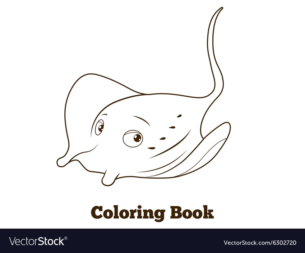 Coloring book stingray cartoon educational vector image