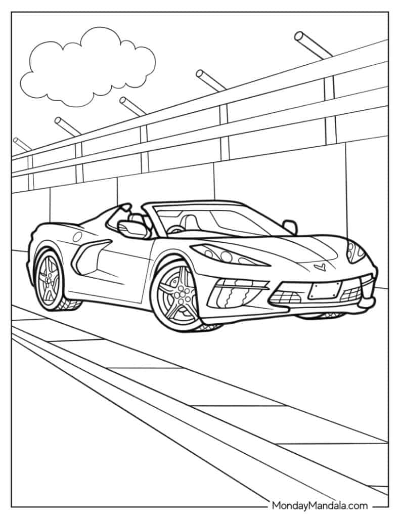 Corvette coloring pages free pdf printables