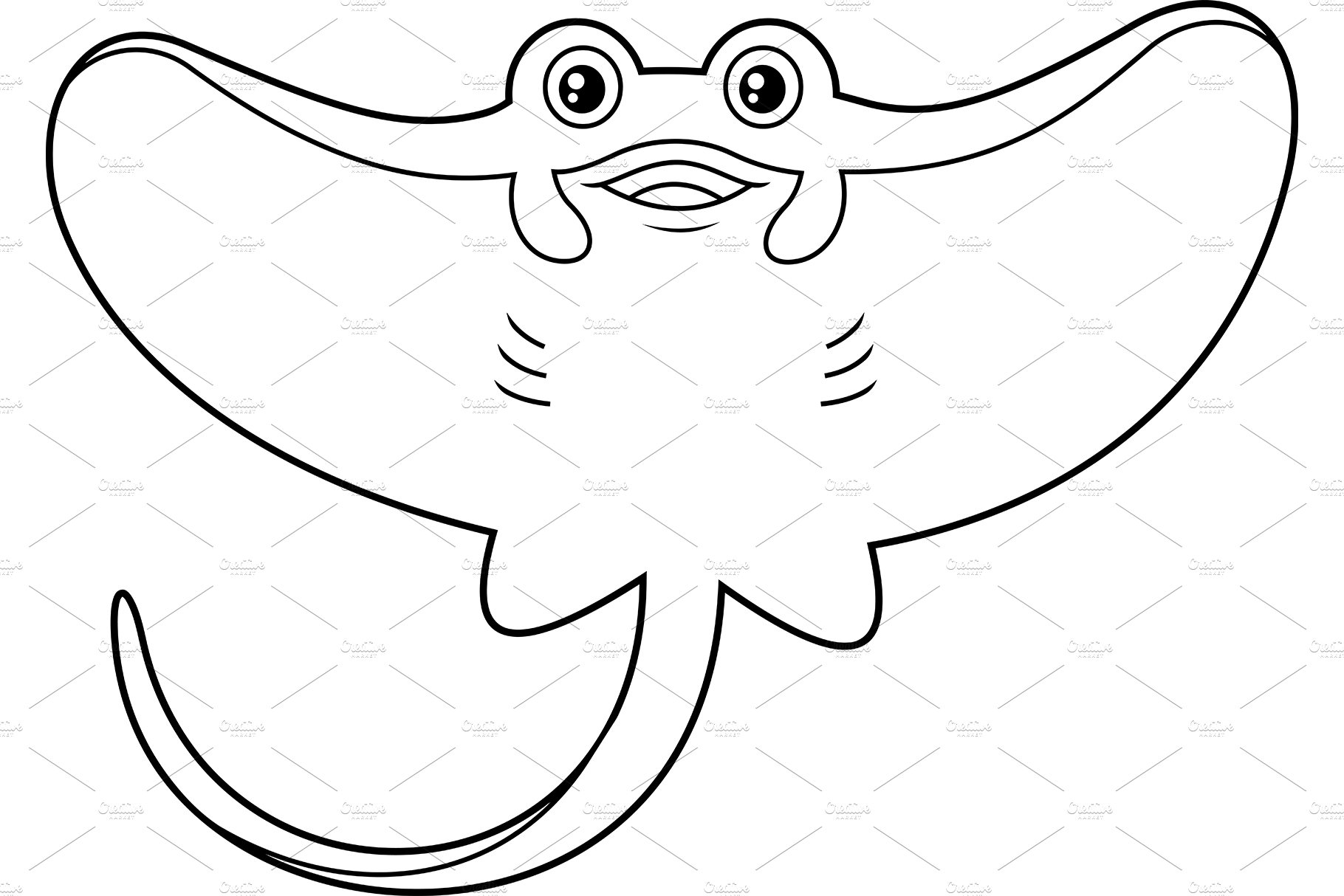 Outlined cute stingray fish â